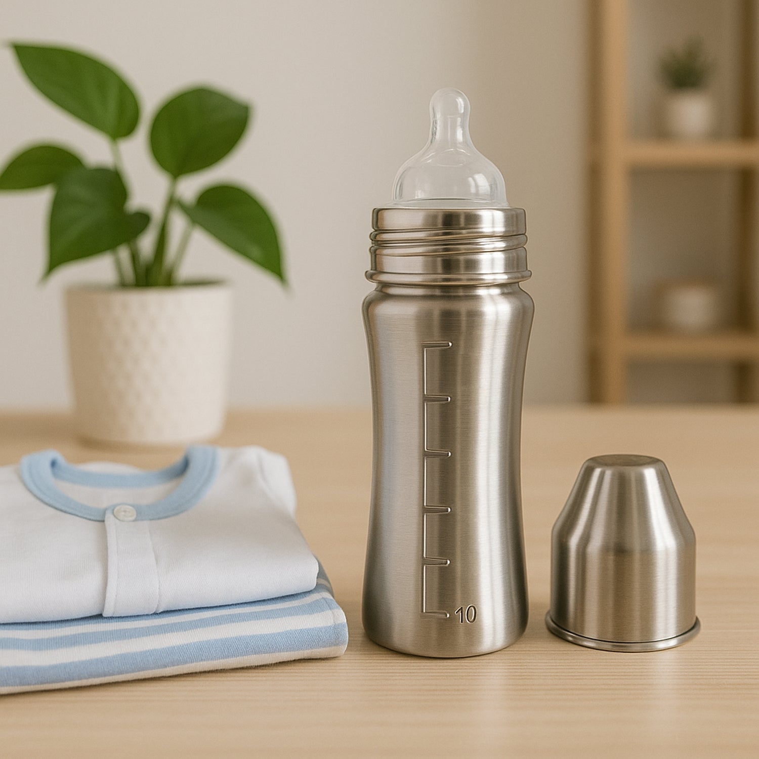 Ganesh Stainless Steel Baby Feeding Bottle, Milk Bottle for New Born / Infants / Toddler Up to 3 Years, BFA Free (250 ML Approx) Ganesh Stainless Steel Baby Feeding Bottle, Milk Bottle for New Born / Infants / Toddler Up to 3 Years, BFA Free (250 ML Approx)